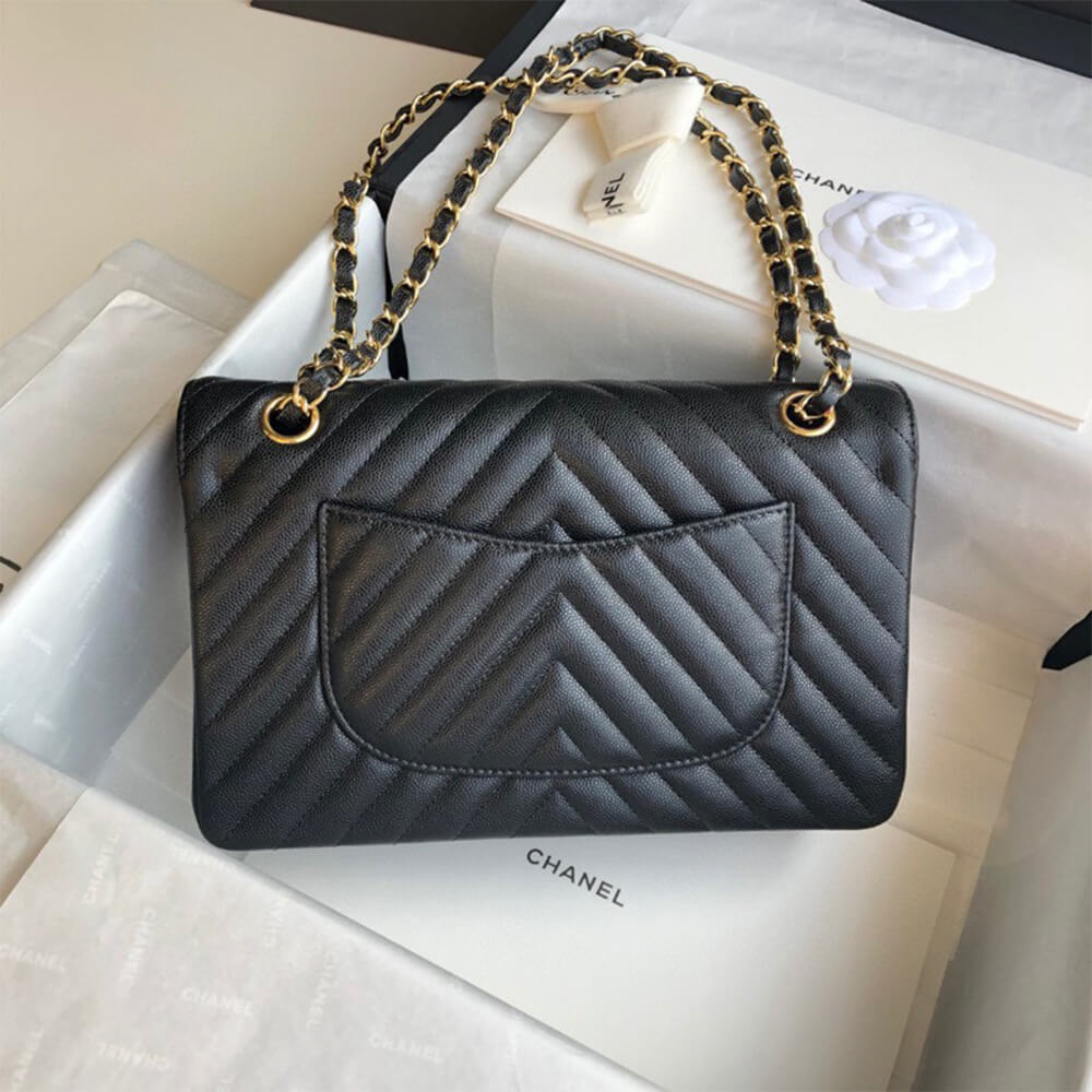 Chanel Classic Chevron Tweed Medium Flap
