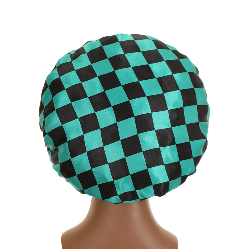 Red Black Cloud Large Bonnet - Silky Design Satin Bonnet