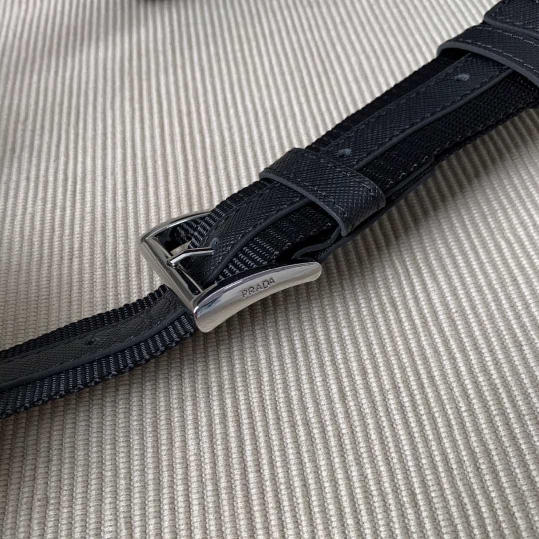 Classic Hot Selling Prada 1BL010 Men Womens Nylon Crossbody Belt Bag Black