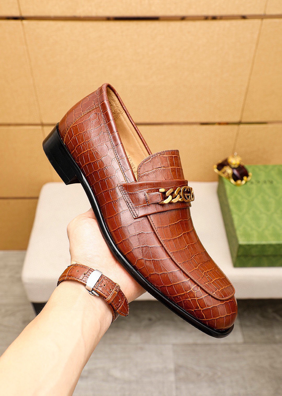Gucci men's leather shoes-77