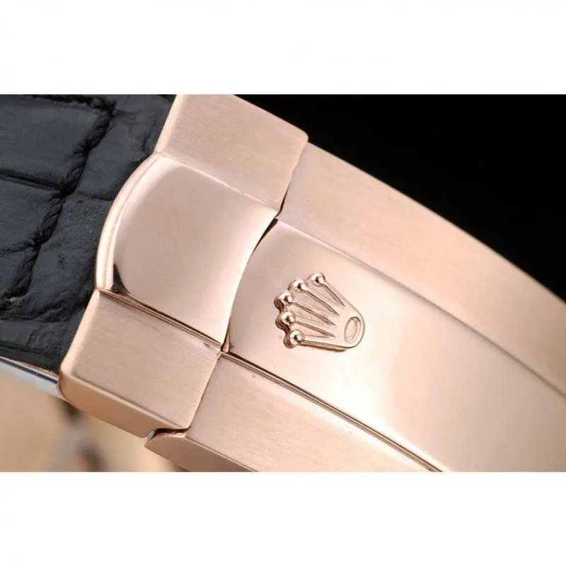 Daytona Rose Gold Case Black Dial Black Leather Strap