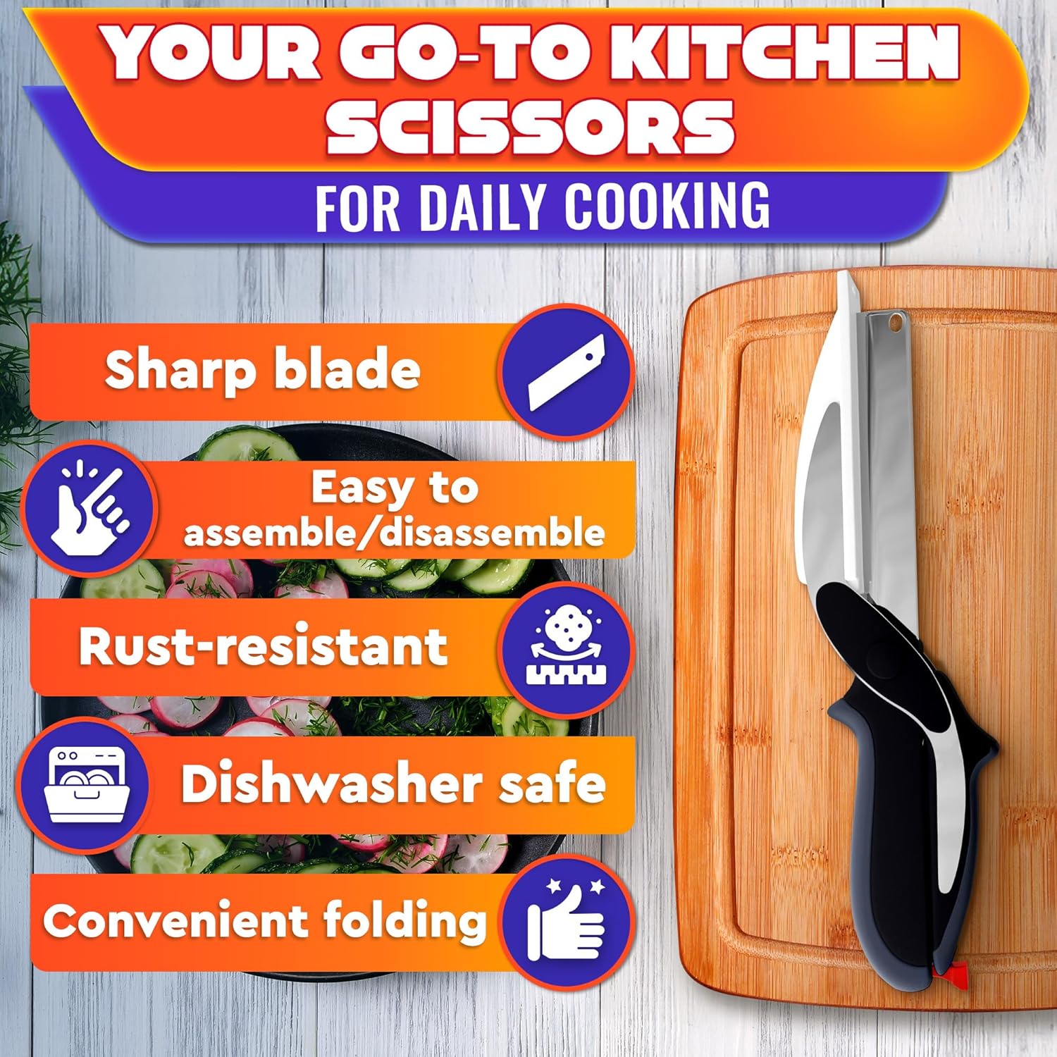 🥗Kitchen Scissor Smart Cutting Board🍅3-in-1 Shears &Peelers Set ✂