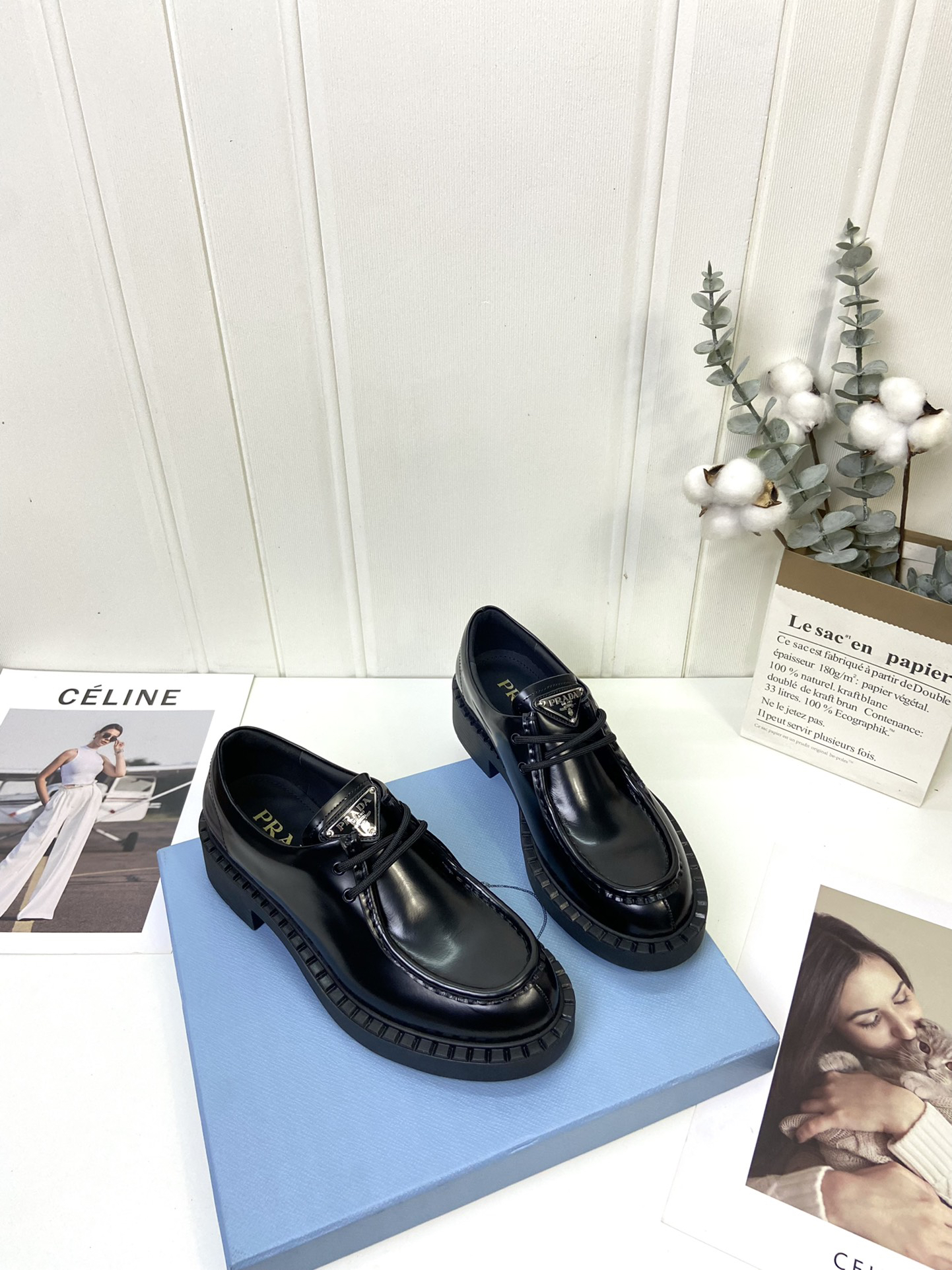 Prada women's leather shoes-6