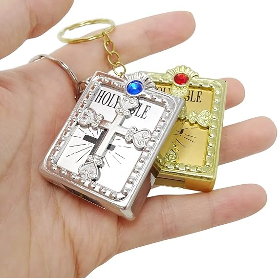 Bible-Shaped Cross Keychain