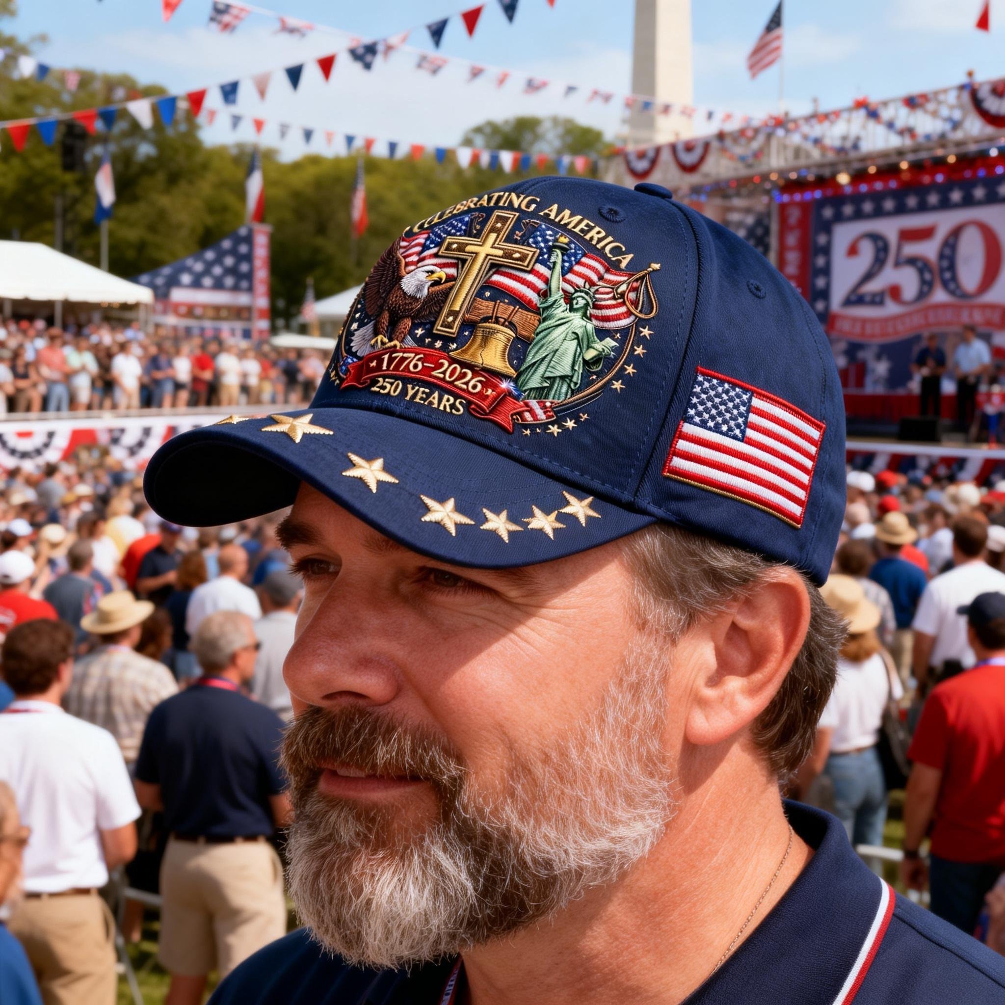 🦅Eagle & Liberty & Cross🎆United States 250th Anniversary Hat🧢