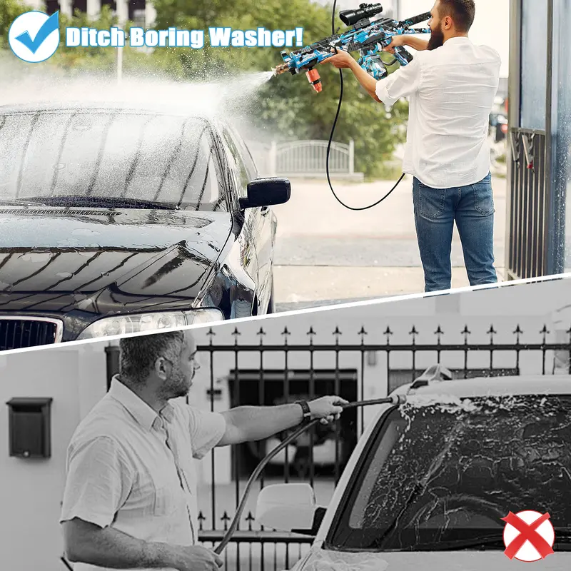 High-pressure wash gun, rotary car wash gun with a 3/8-inch quick-connect fitting, includes 5 high-pressure nozzles, car foam sprayer, car wash equipment