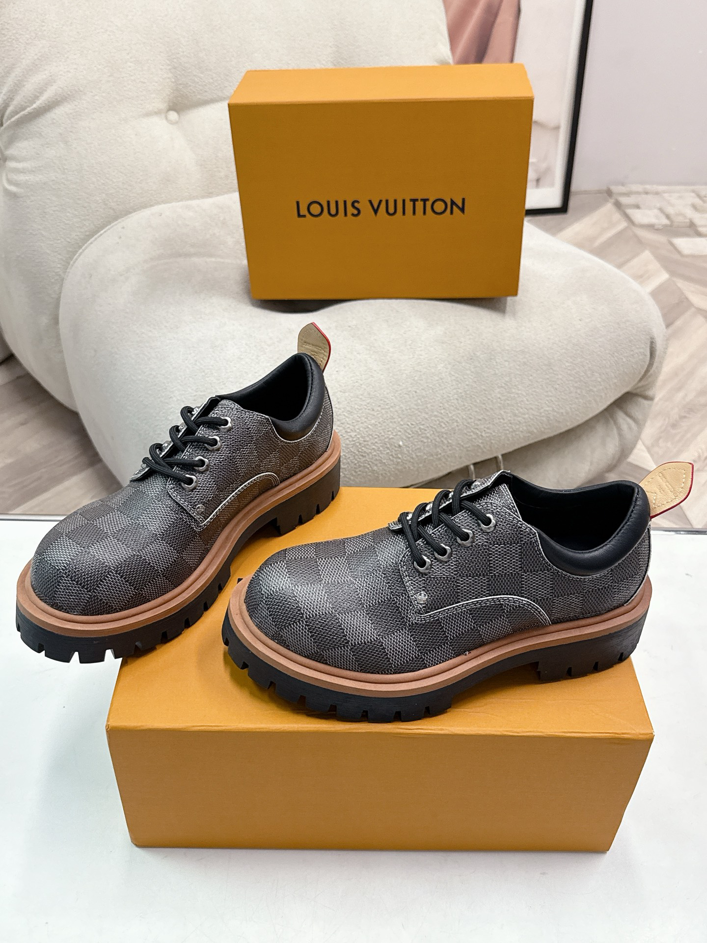 LV women's leather shoes-49