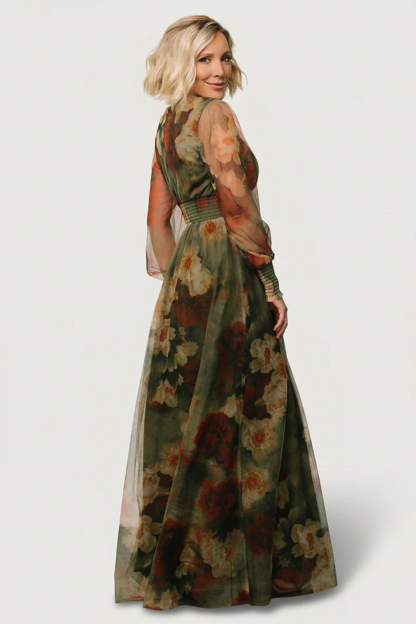 Layla Tulle Maxi Dress | Olive + Rust
