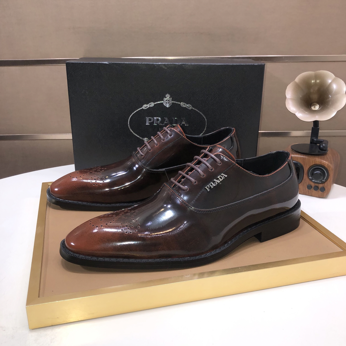 Prada men's leather shoes-49