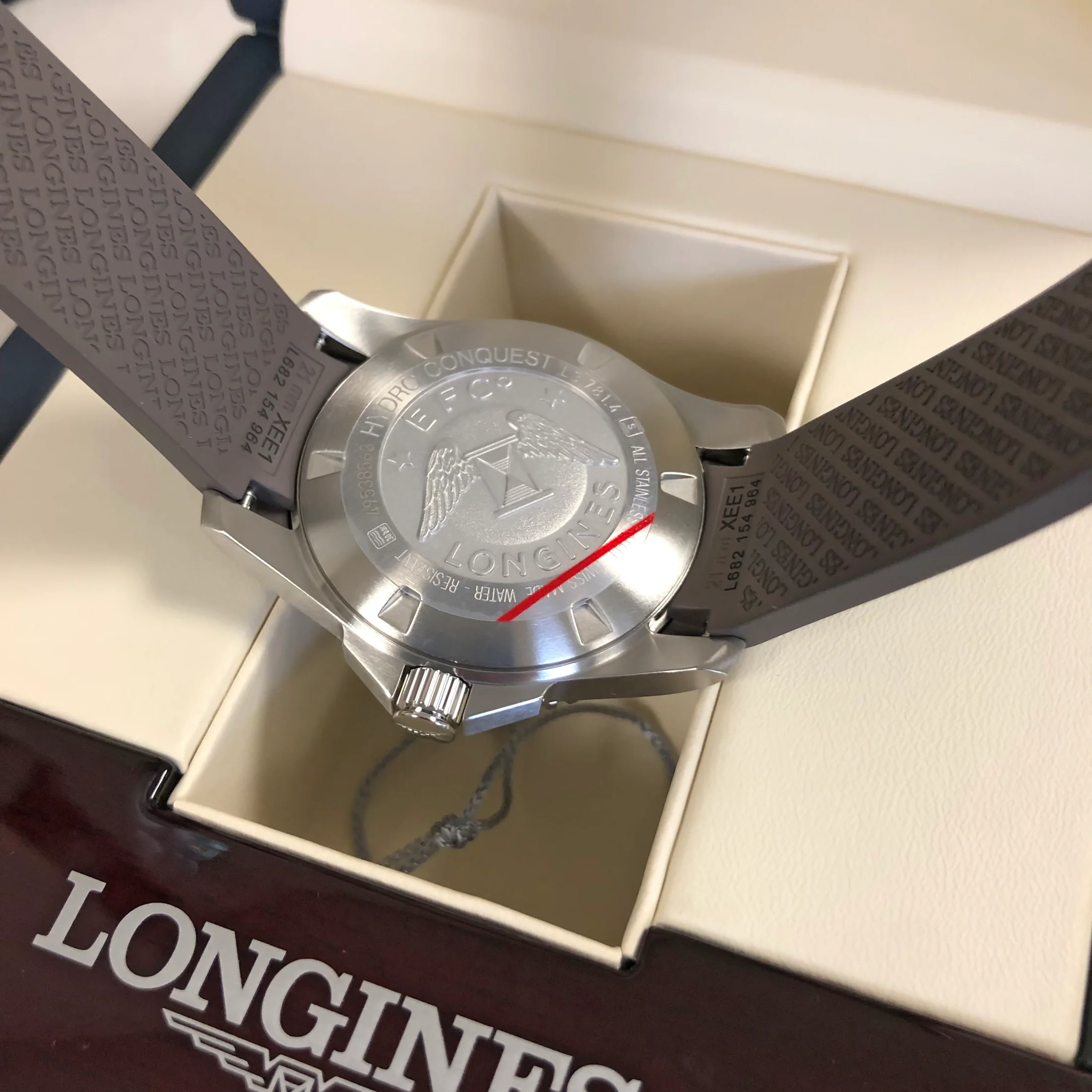 Hydroconquest 41MM Automatic Ceramic Bezel Grey Steel Rubber Watch L37814769
