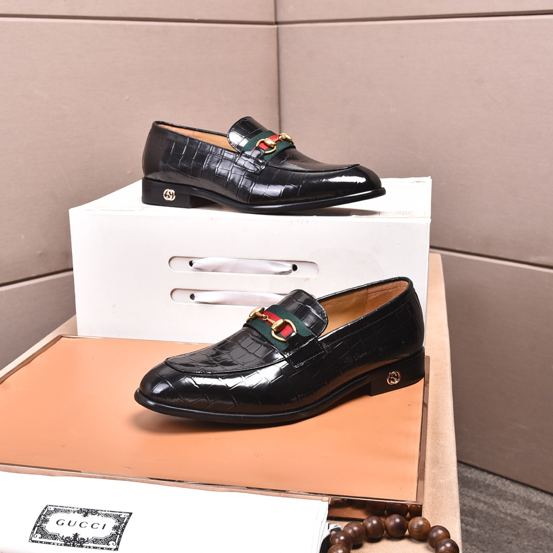 Gucci men's leather shoes-11