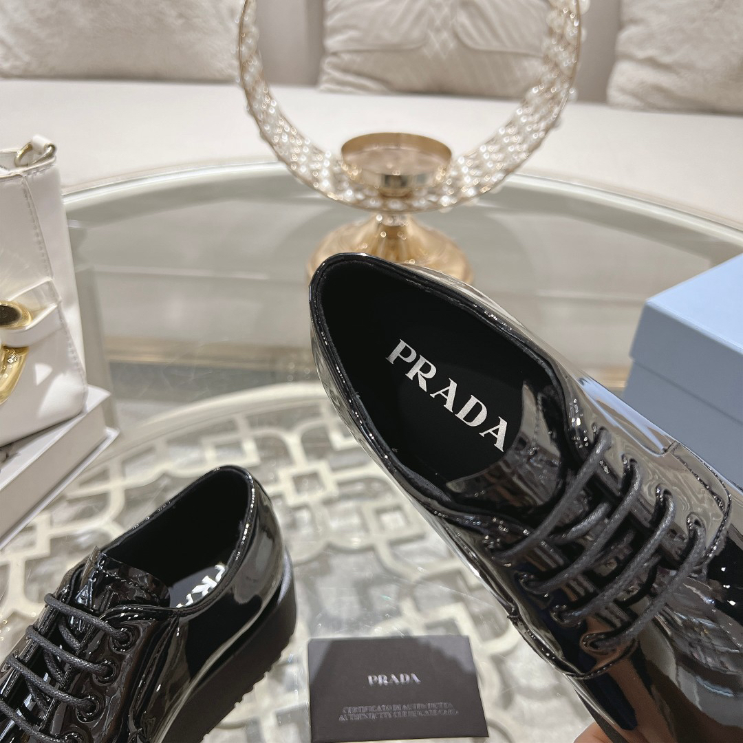 Prada women's leather shoes-20
