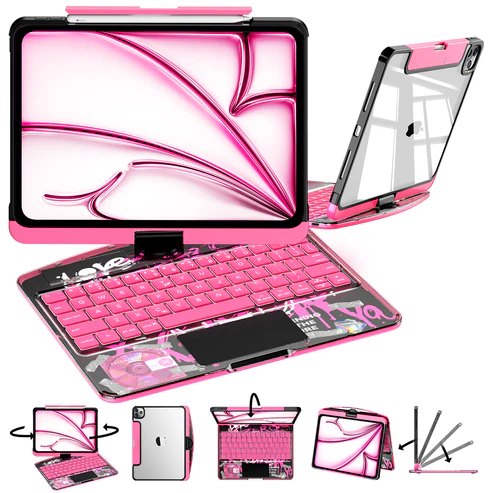 New Y2K Color Keyboard Compatible with Apple iPad Pink