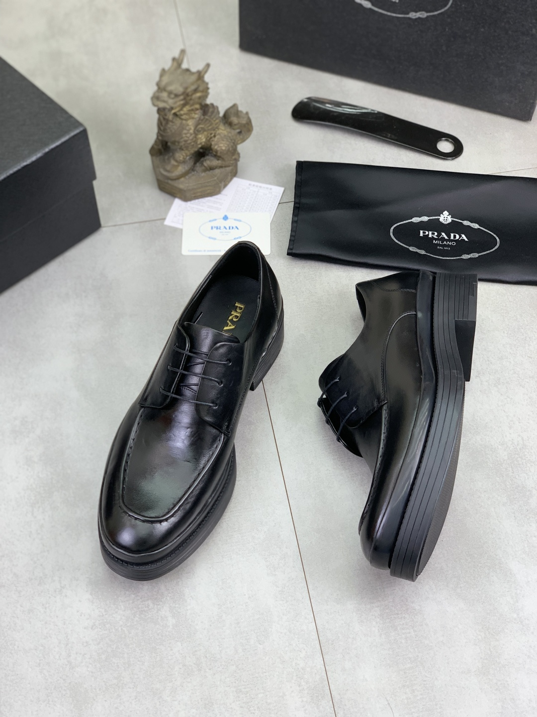 Prada men's leather shoes-14