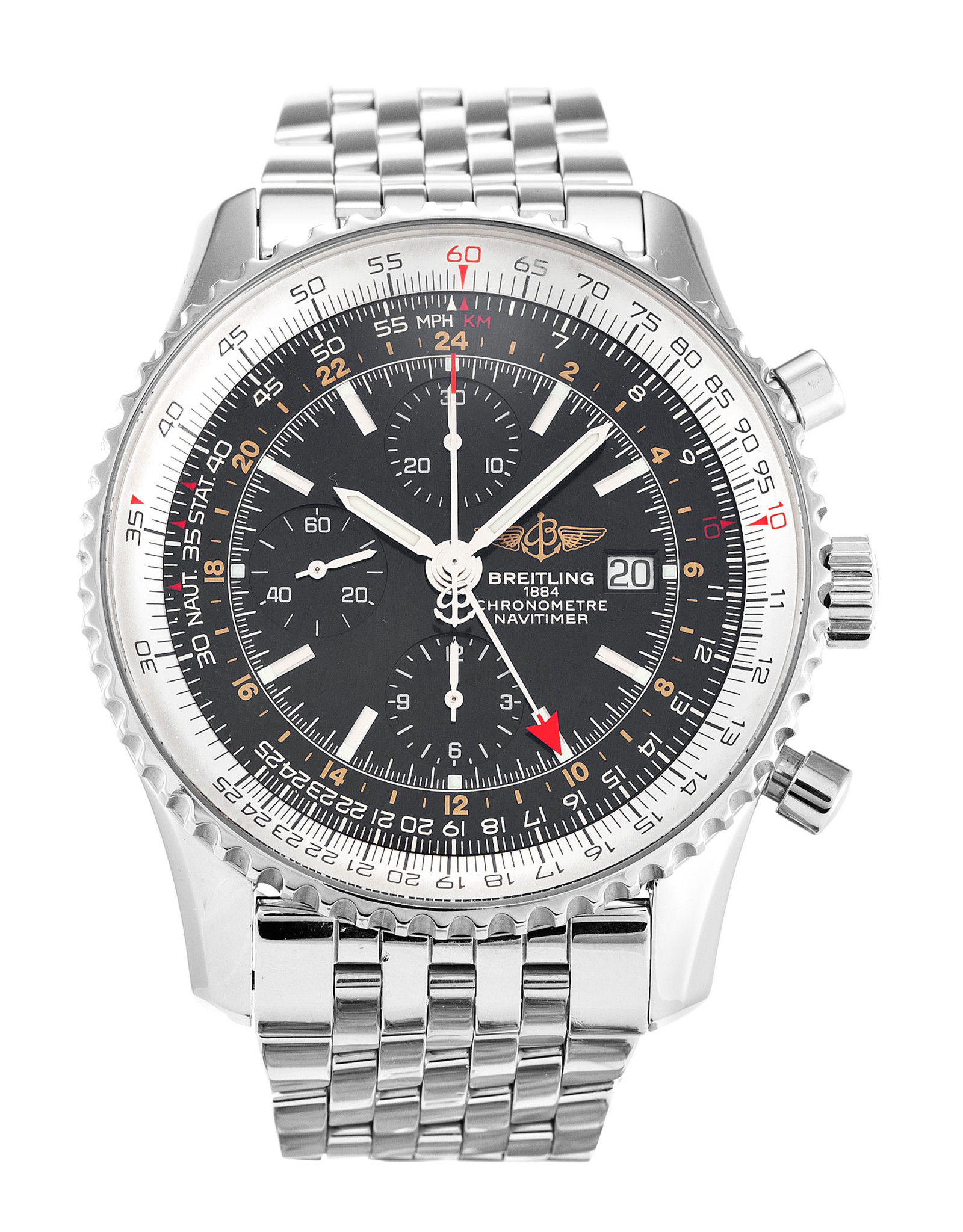 Navitimer World Black Dial Stick Markers A24322