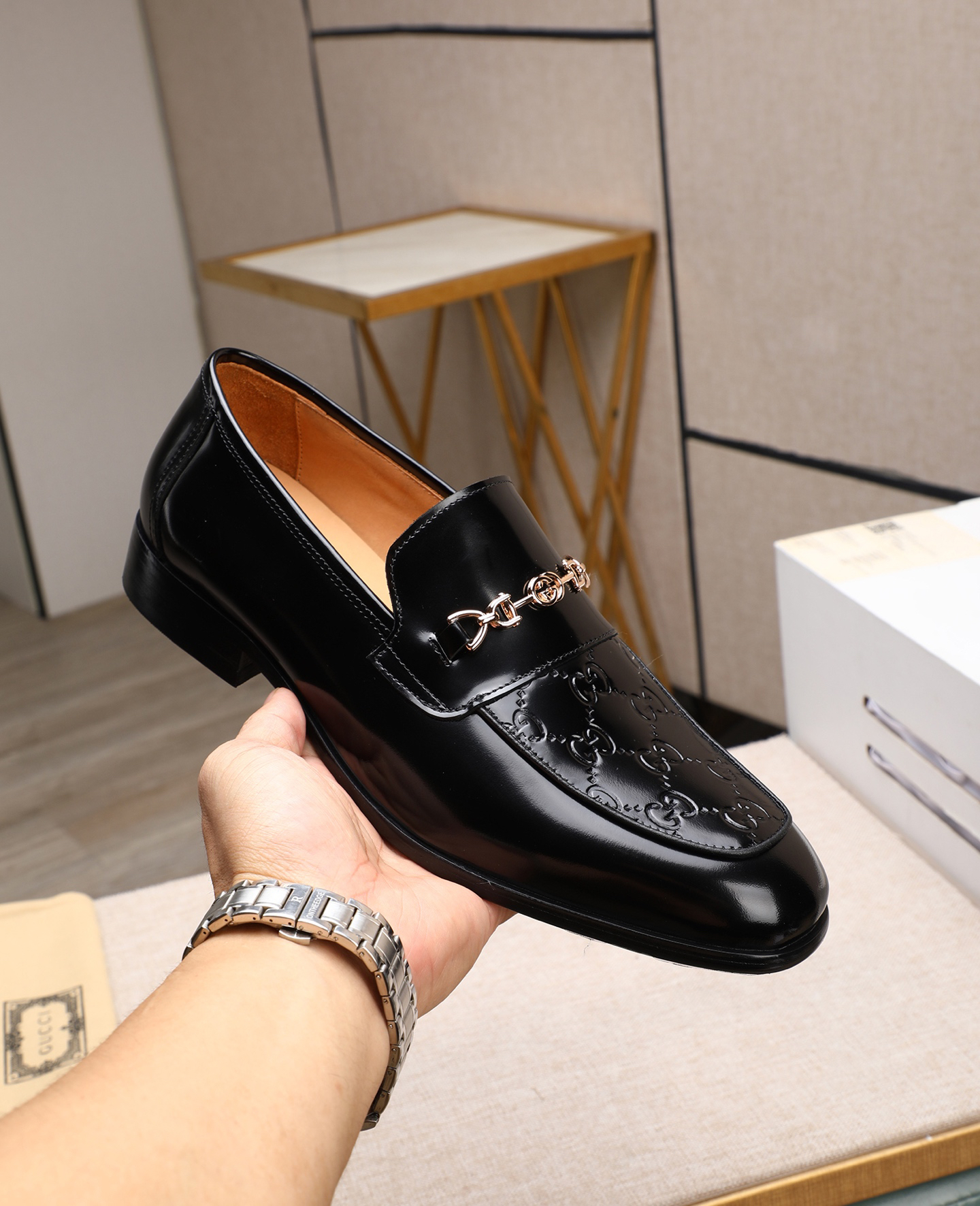 Gucci men's leather shoes-98