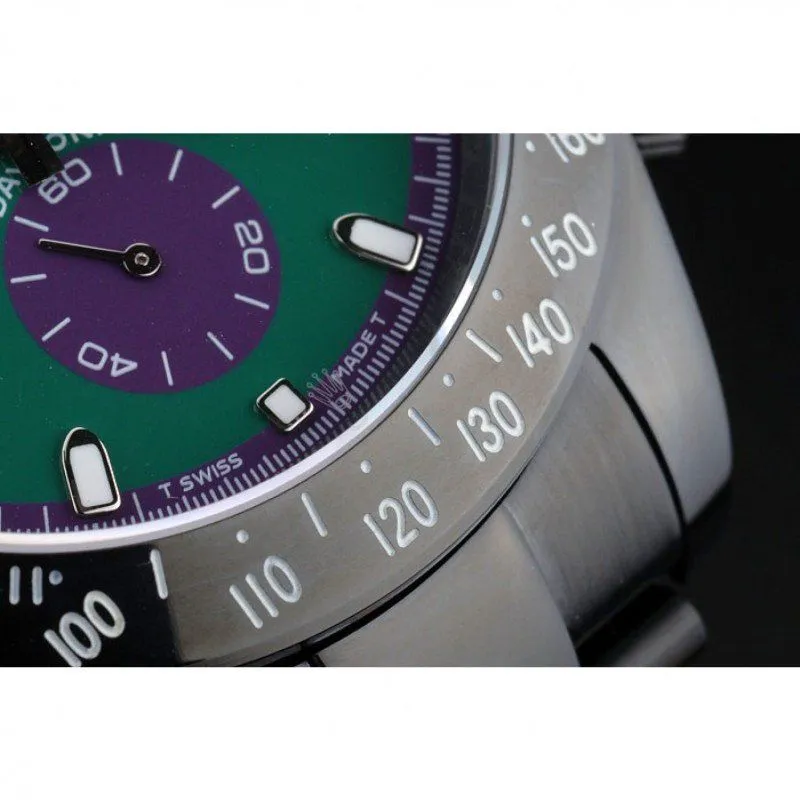 Daytona Black Ion Plated Tachymeter Black Stainless Steel Strap Green Dial 80246