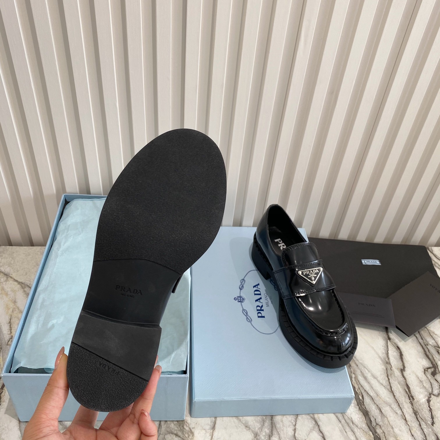 Prada men's leather shoes-9