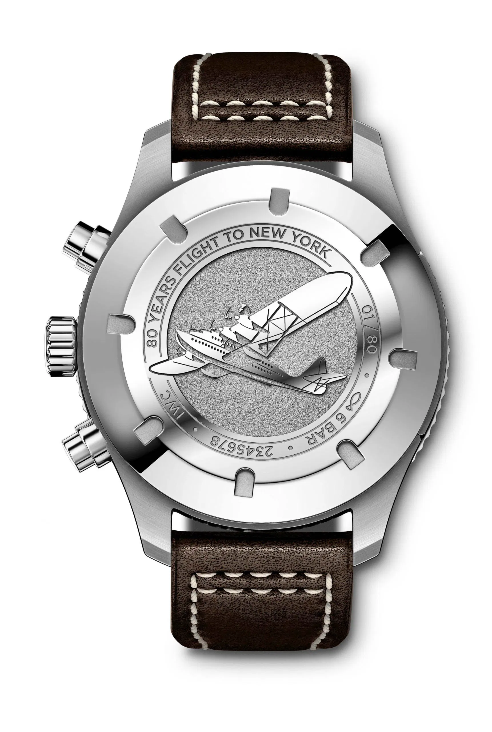Pilots watch timezoner chronograph edition 80 years flight to new york iw395003