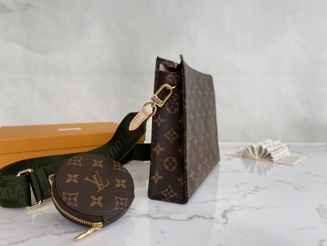 Louis Vuitton Pochette Voyage MM Monogram Macassar Coated Canvas Green