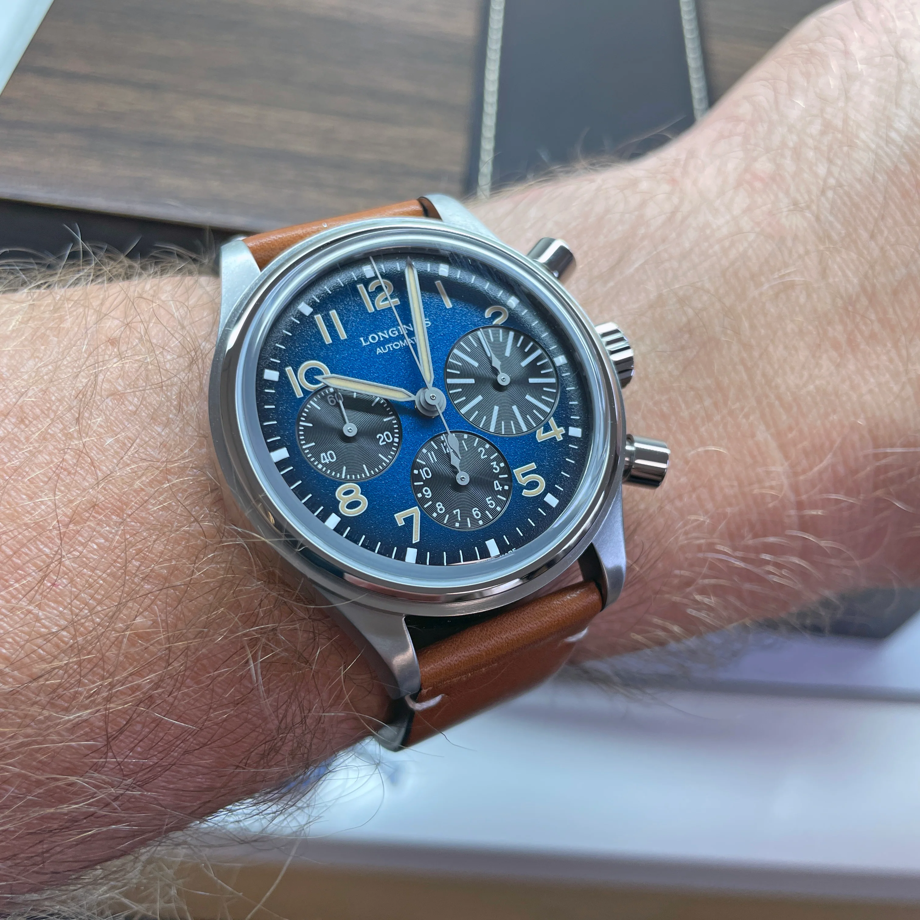 Avigation Bigeye 41MM Automatic Blue Petroleum Dial Watch L28161932