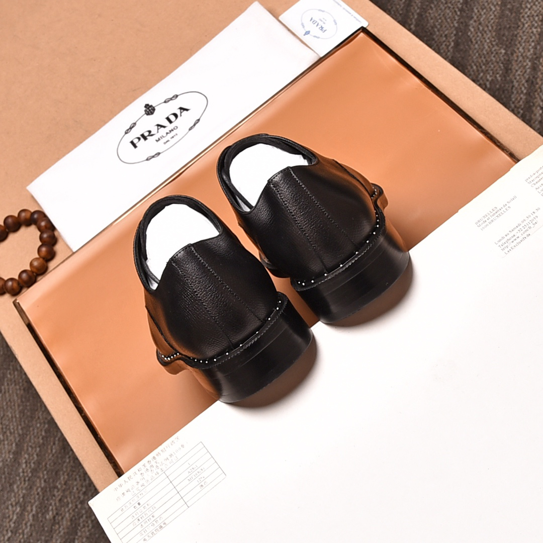 Prada men's leather shoes-16