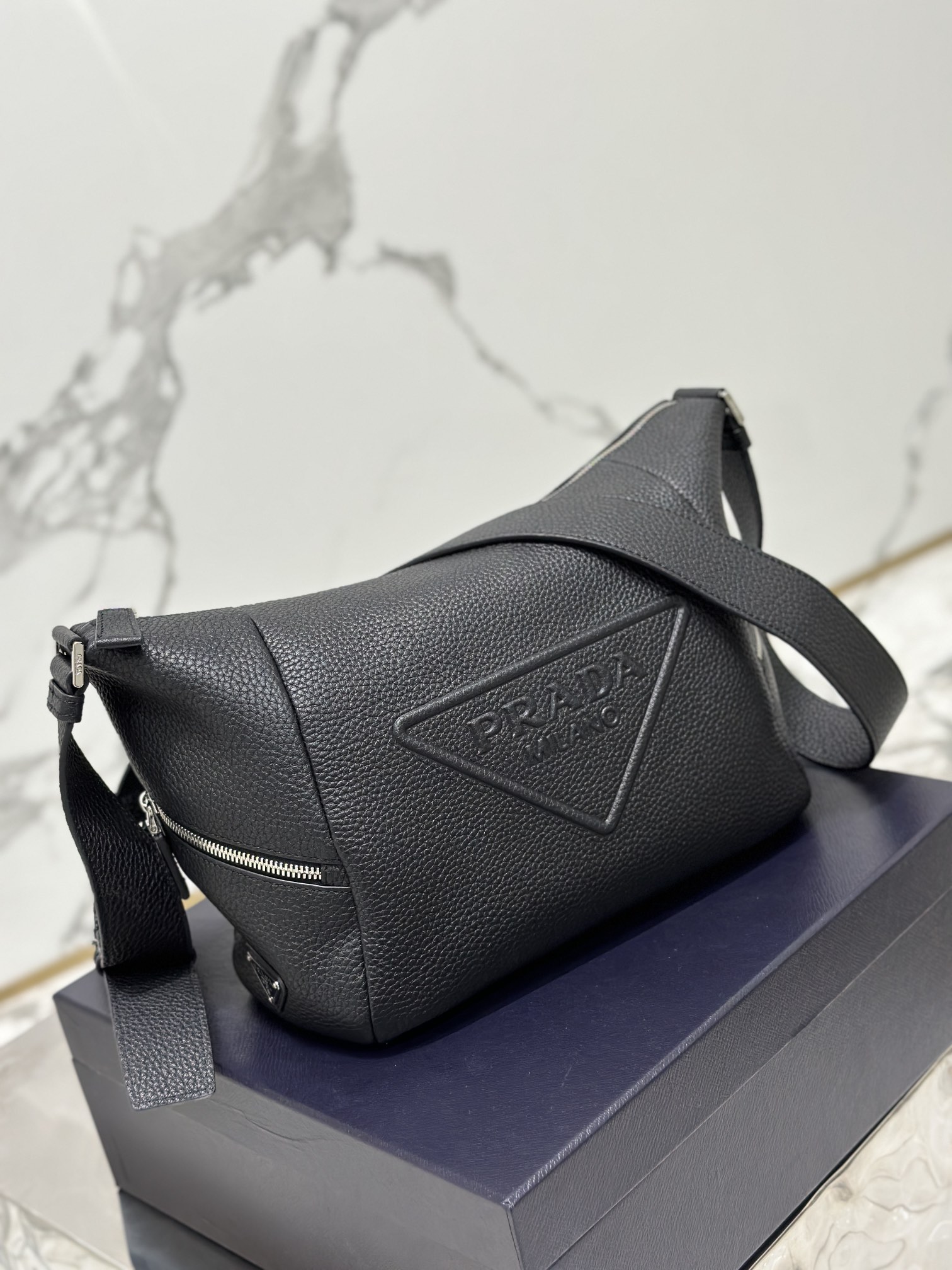 Prada 2VH165 Leather Bag with Shoulder Strap Black