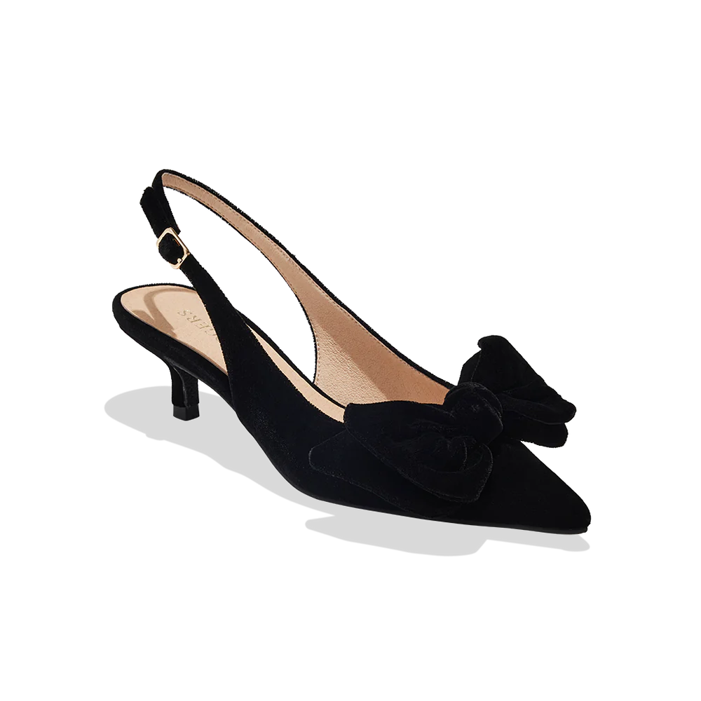 Debra Sling Back Velvet Kitten Heel