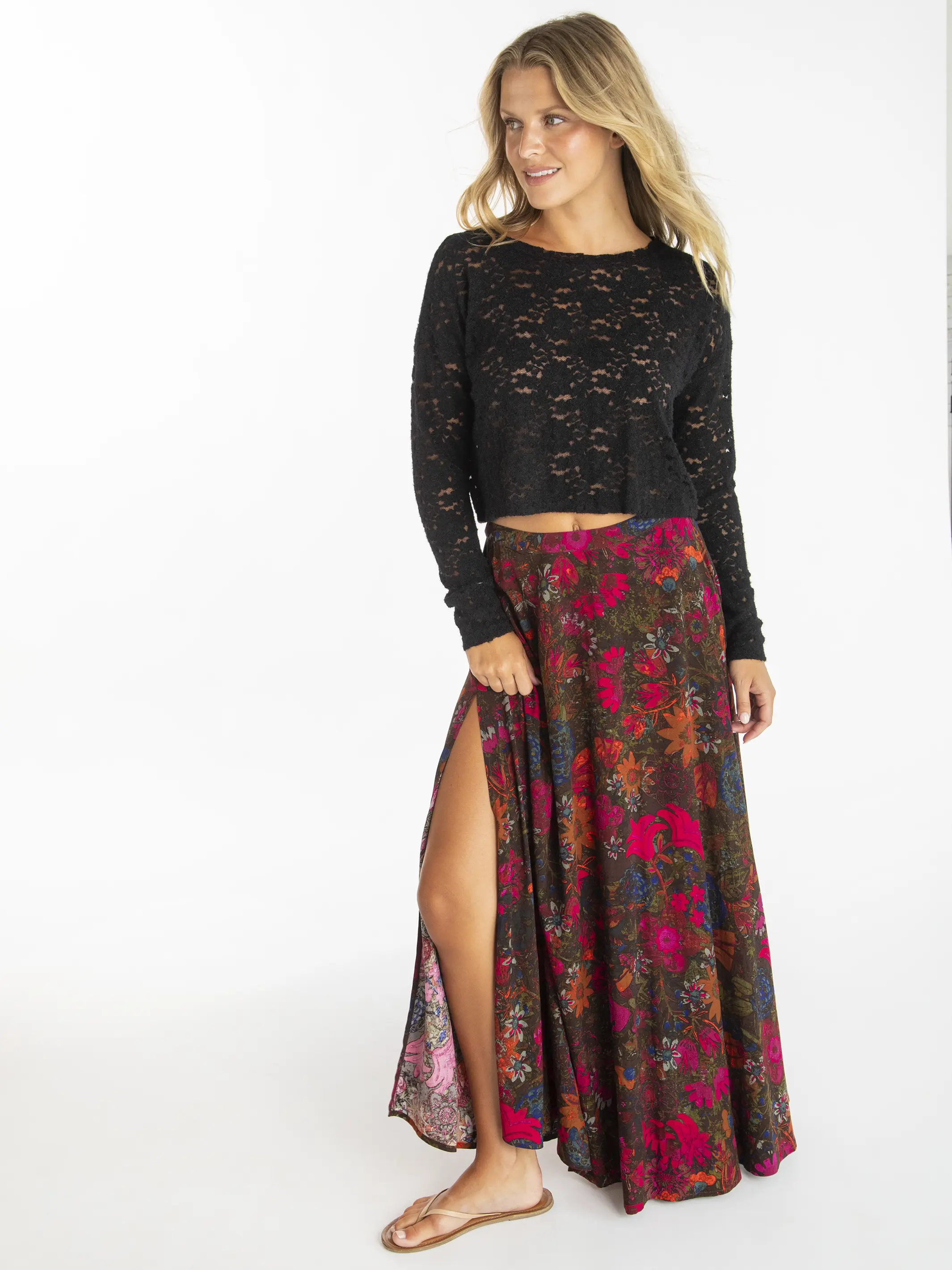 Millie Lace Layering Sweater - Black