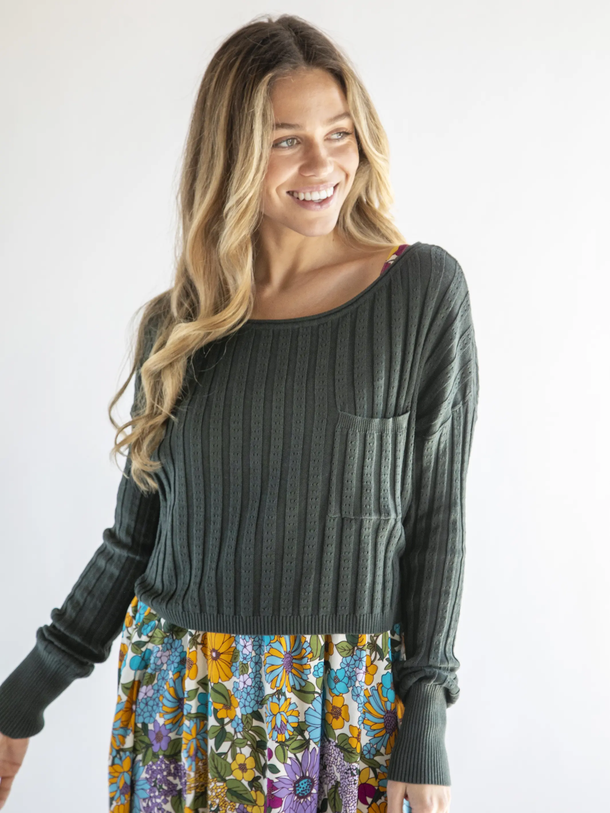 Patti Layering Sweater - Dark Olive