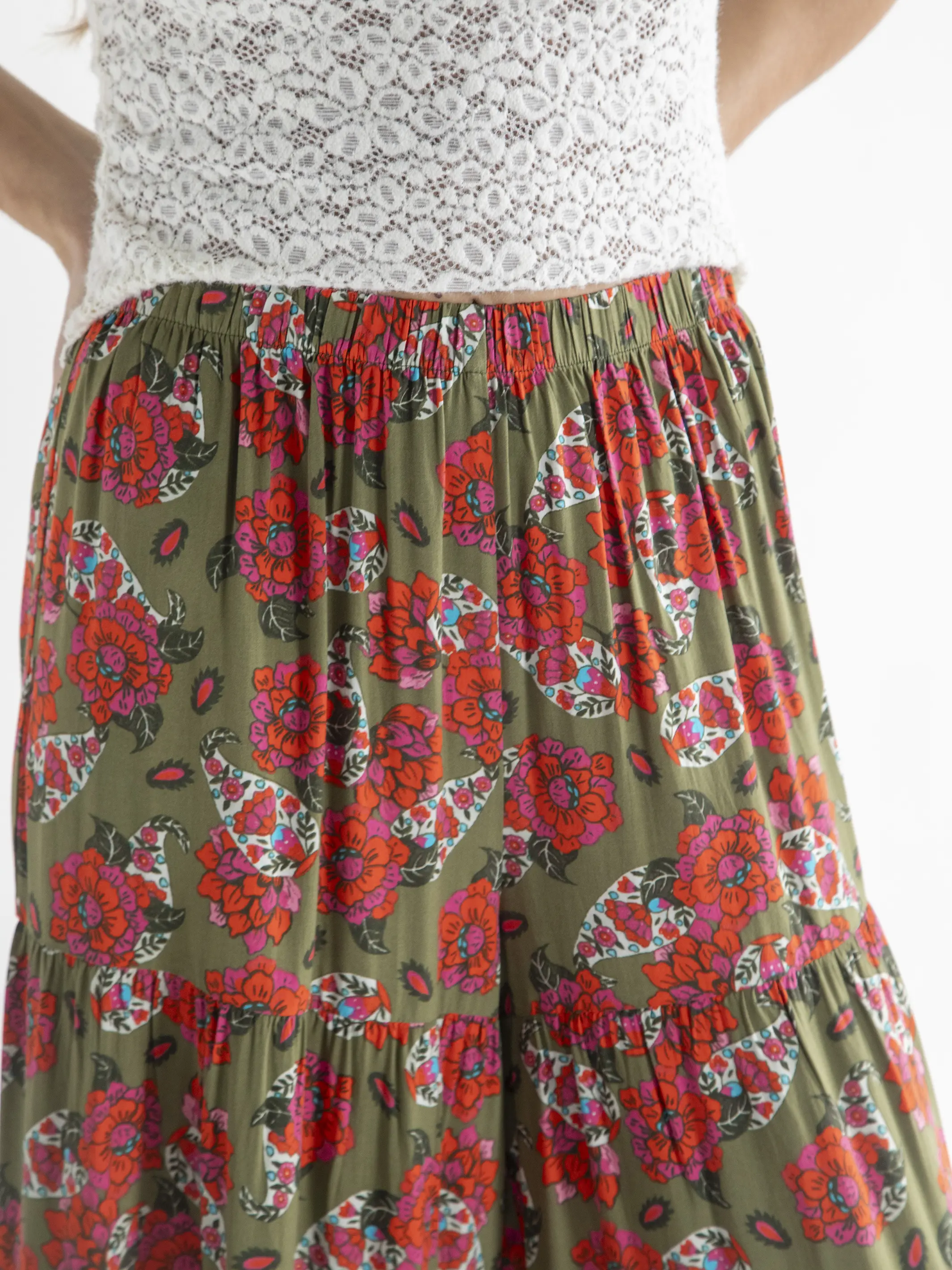 Patti Palazzo Pant - Olive Paisley