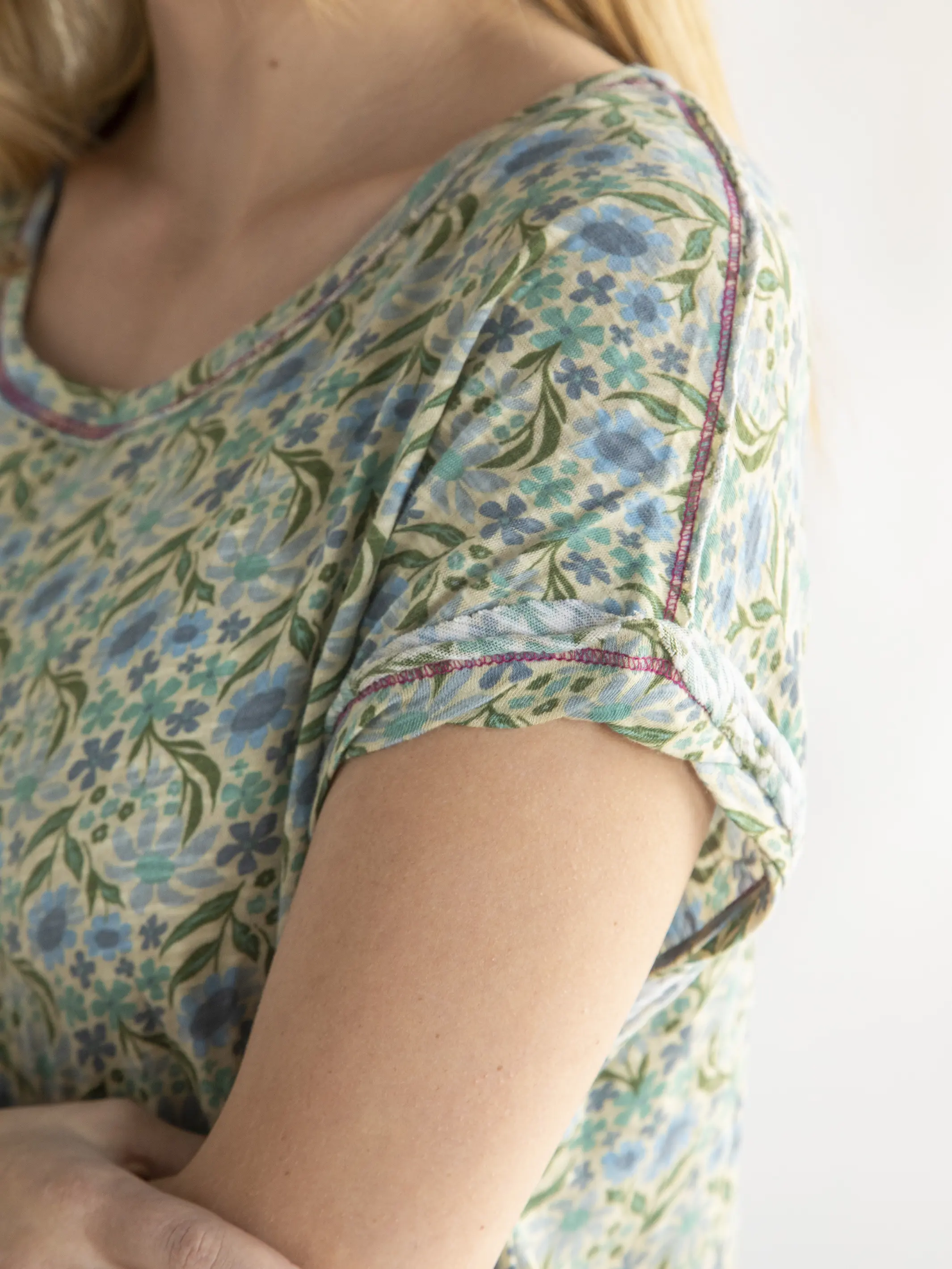 Frankie Knit Tee Mini Dress - Blue Floral