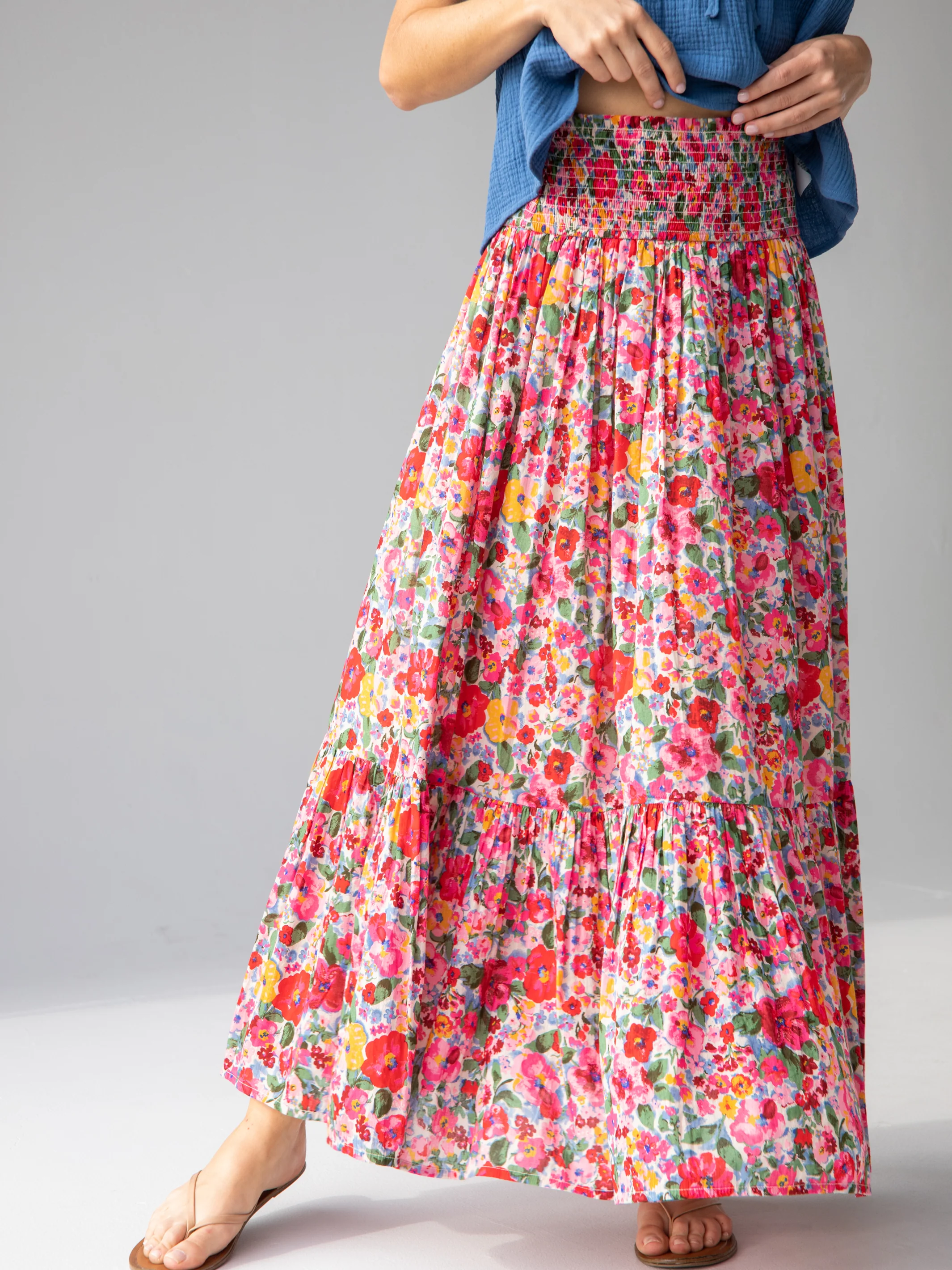 Flora Cotton Convertible Skirt - Bright Pink Floral