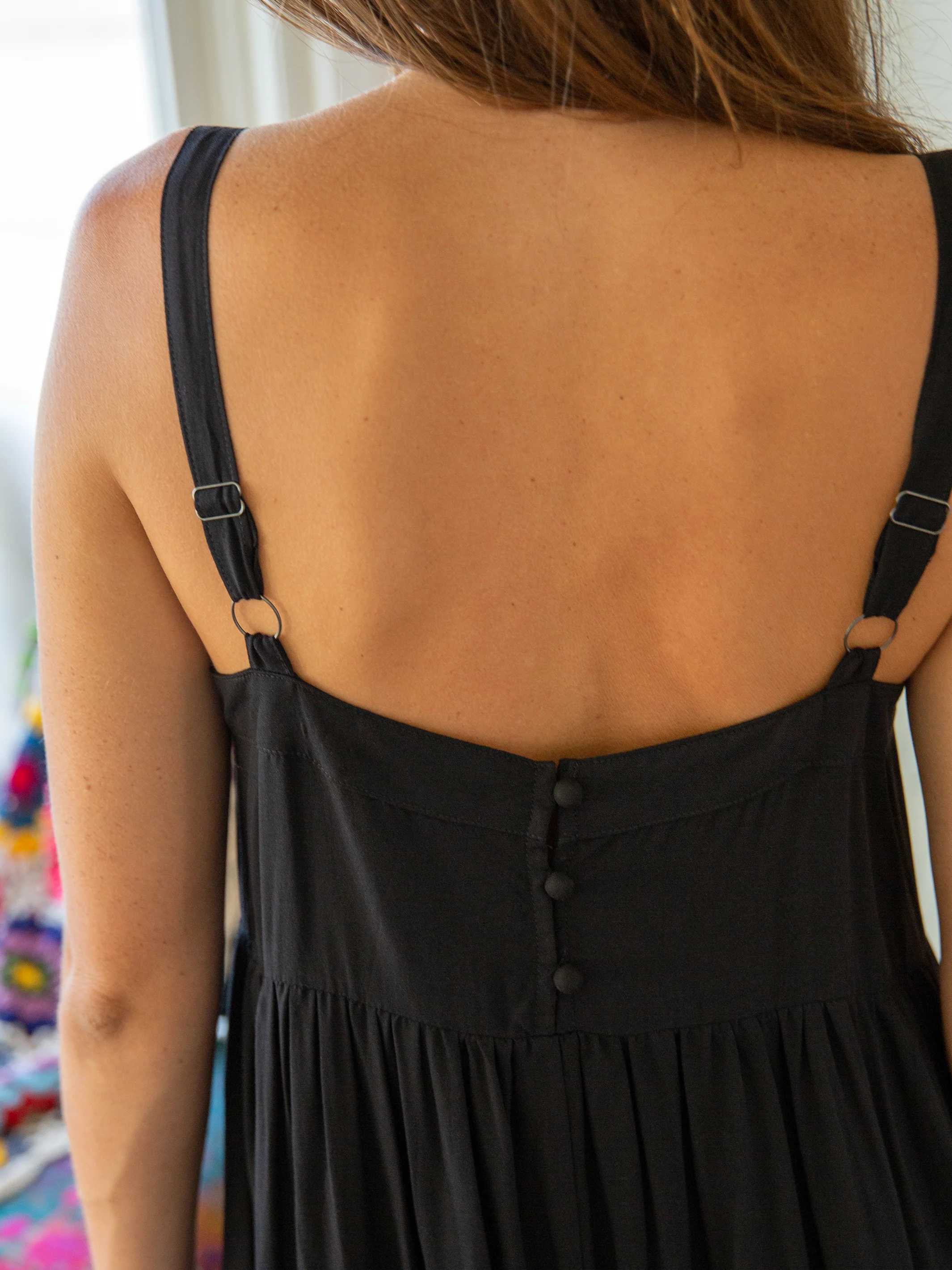 Patti Side Slit Maxi Dress - Black