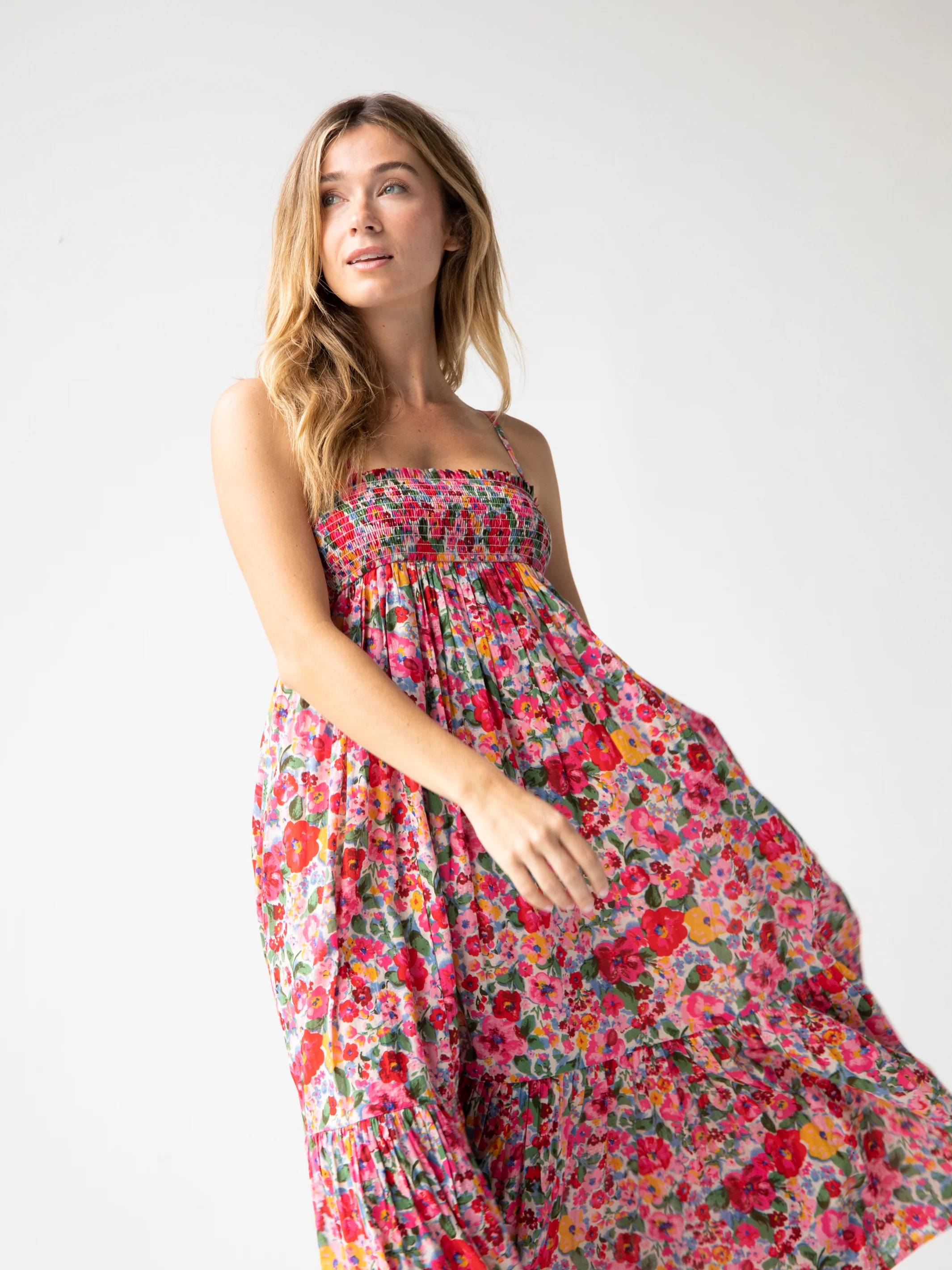 Flora Cotton Convertible Skirt - Bright Pink Floral