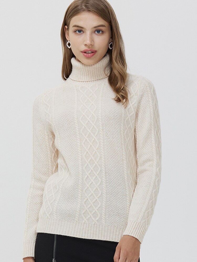 Knit Sweater Winter Clothes Women 100% Merino Wool Knitwears Cashmere Turtleneck Winter Autumn Warm Pullovers Woolen Jumper Tops