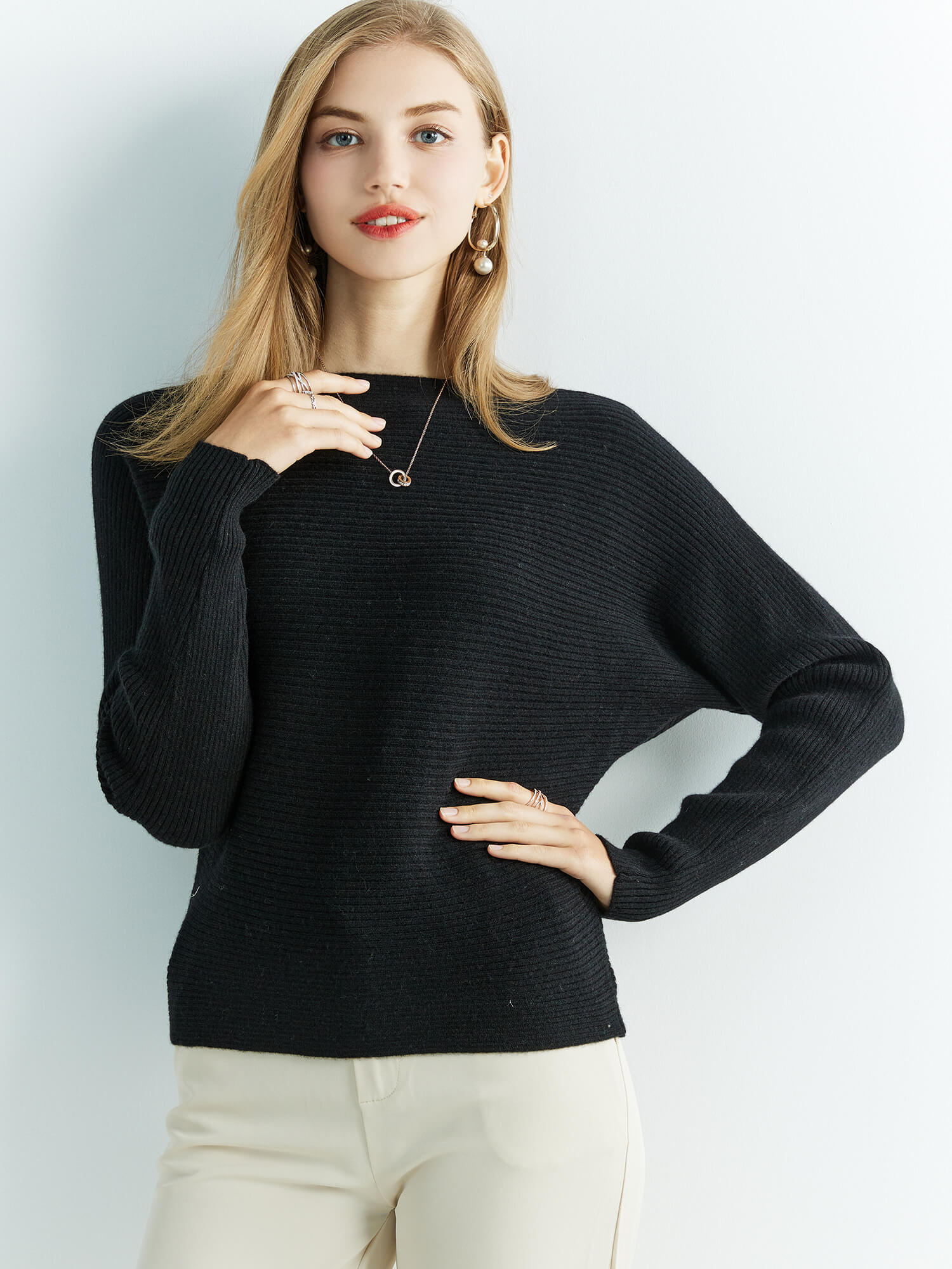 Women's Knitted Sweaters Cashmere Sweater 100% Merino Wool O-Neck Batwing Sleeve Pullover Winter Fall Jumper Clothing Top Female