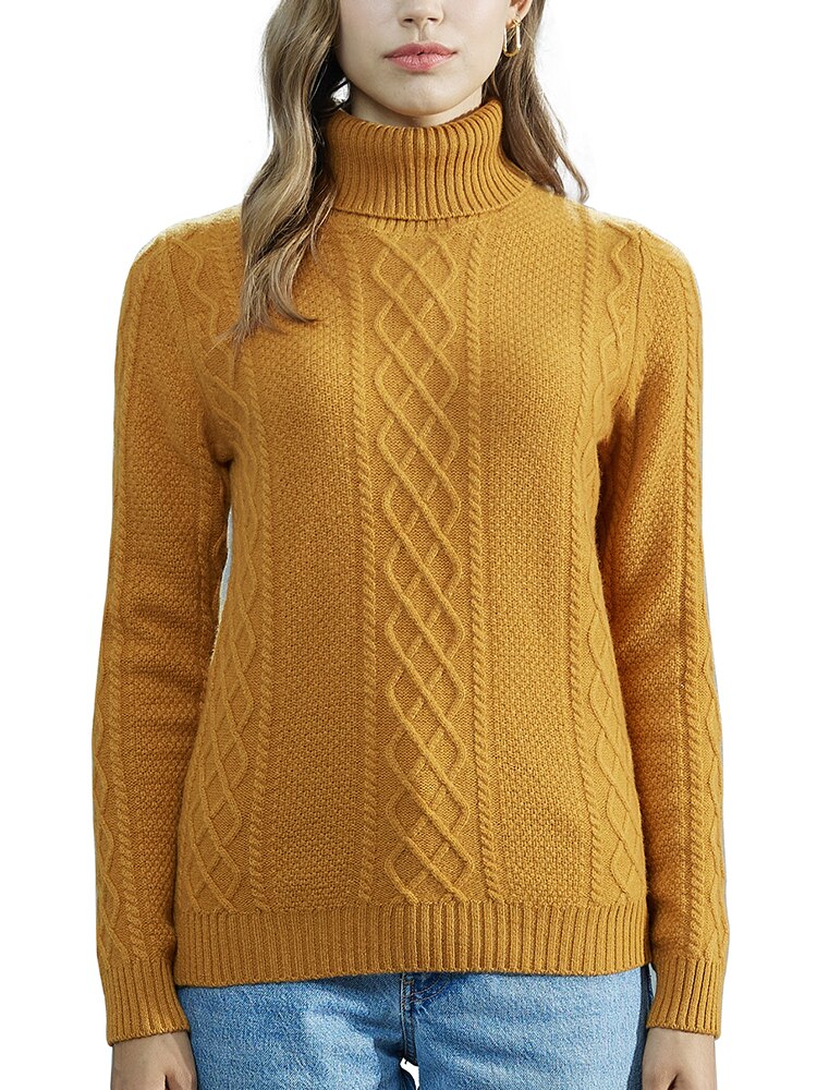 Knit Sweater Winter Clothes Women 100% Merino Wool Knitwears Cashmere Turtleneck Winter Autumn Warm Pullovers Woolen Jumper Tops