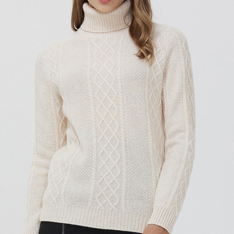 Knit Sweater Winter Clothes Women 100% Merino Wool Knitwears Cashmere Turtleneck Winter Autumn Warm Pullovers Woolen Jumper Tops