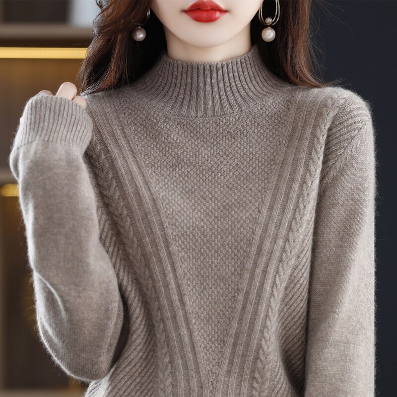 Cashmere Sweater Women Knitted Sweater 100% Merino Wool Turtleneck Long Sleeve Pullover Autumn Winter Clothing Jumper Top Female