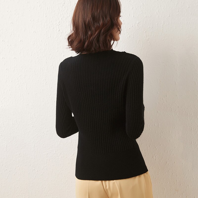 Women Sweater 100% Merino Wool Sexy Pullovers Winter Wool Knitted Sweater Jumpers Autumn Woman Slim Sweaters Knit Top