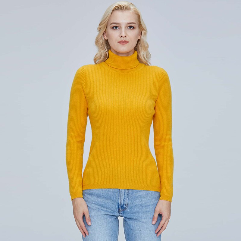 2021 Women Sweater Turtleneck 100% Merino Wool Autumn knitted Pullover Jumper Winter Warm Cashmere Sweaters Long Sleeve