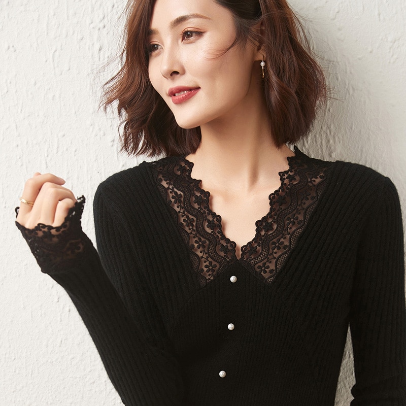 Women Sweater 100% Merino Wool Sexy Pullovers Winter Wool Knitted Sweater Jumpers Autumn Woman Slim Sweaters Knit Top