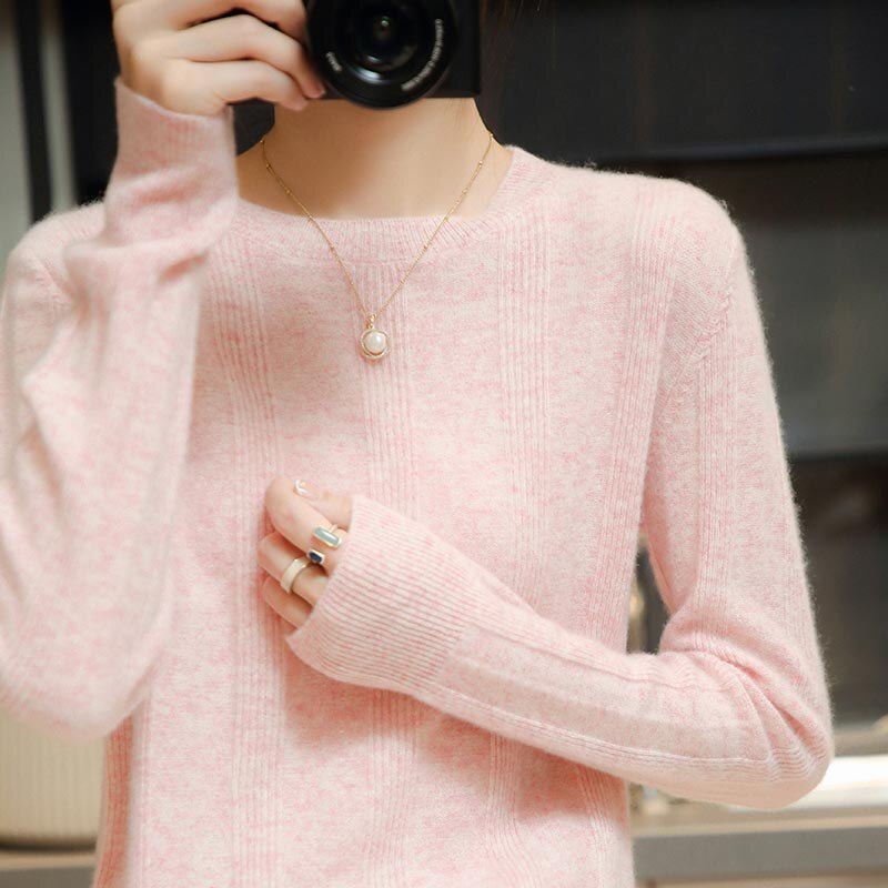 100% Merino Wool Sweater Women Pullover Autumn Winter Warm Knitting Sweater Jumpers Female Knit Tops Long Sleeve Solid