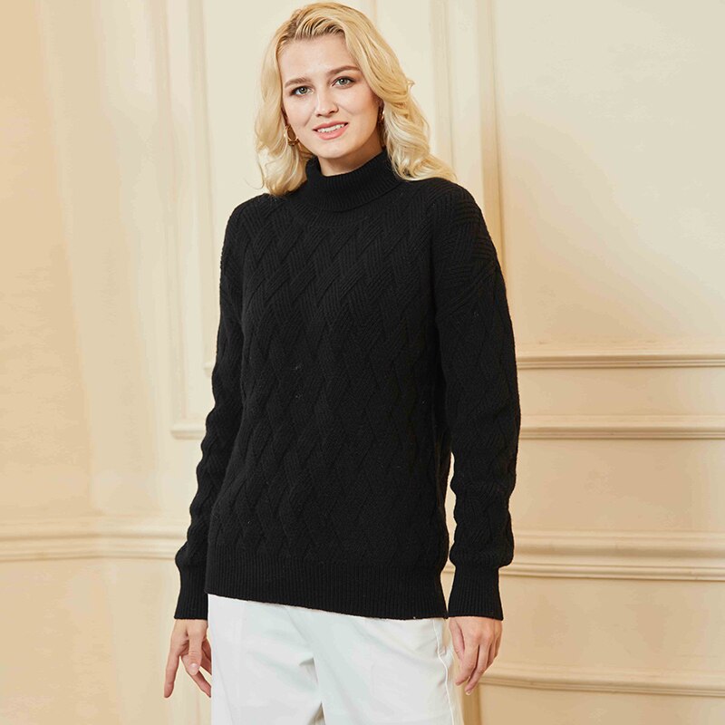 Women Sweater Turtleneck 100% Merino Wool Pullover Women Autumn Warm Knitted Sweater Jumper Women Winter Wool Sweaters