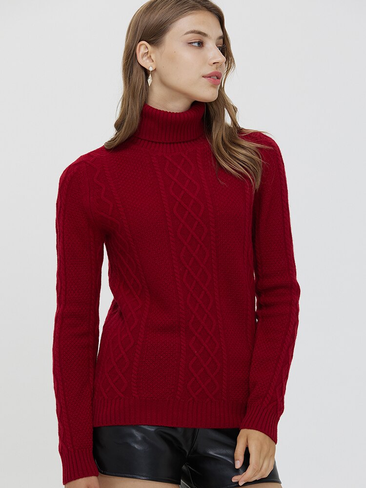 Knit Sweater Winter Clothes Women 100% Merino Wool Knitwears Cashmere Turtleneck Winter Autumn Warm Pullovers Woolen Jumper Tops