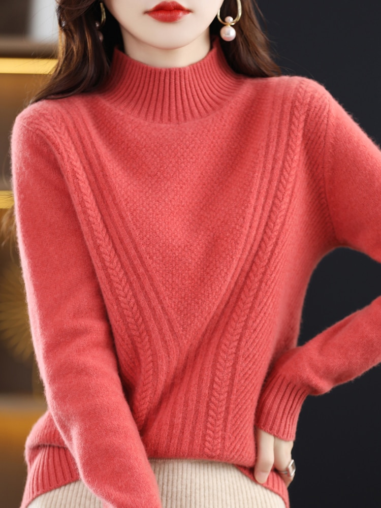 Cashmere Sweater Women Knitted Sweater 100% Merino Wool Turtleneck Long Sleeve Pullover Autumn Winter Clothing Jumper Top Female