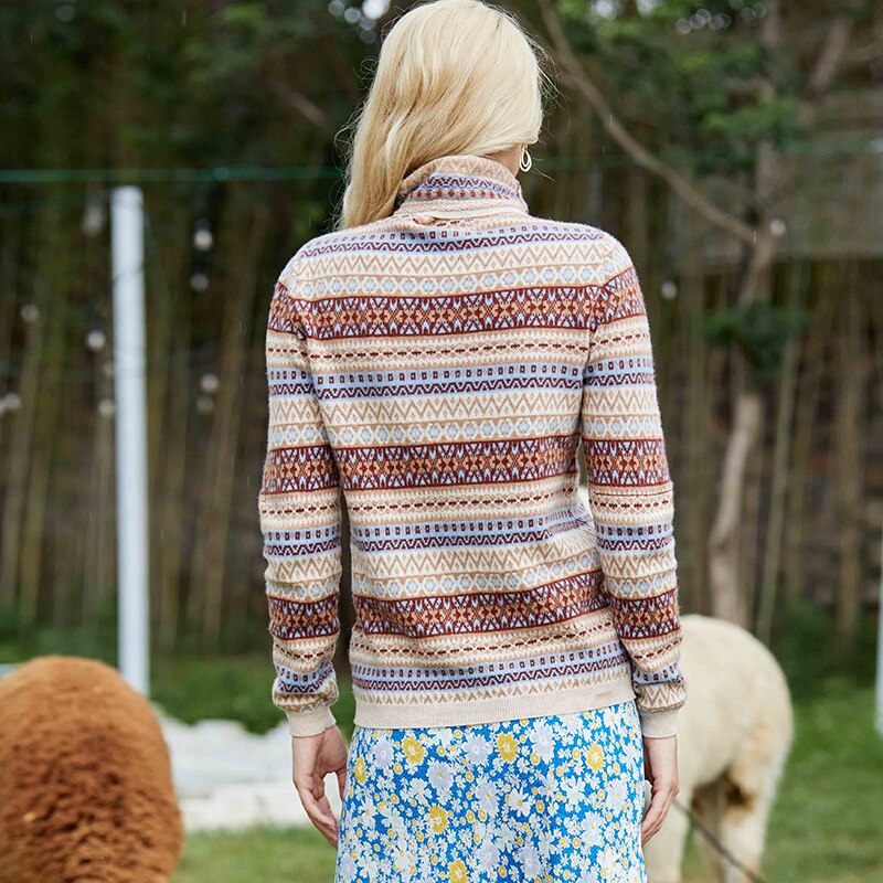 Women Sweater 100% Merino Wool Turtleneck Pullover Women Winter Knitted Sweater Jumpers Autumn Vintage Sweater Knit Top