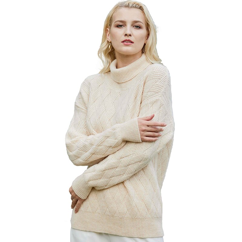 Women Sweater Turtleneck 100% Merino Wool Pullover Women Autumn Warm Knitted Sweater Jumper Women Winter Wool Sweaters