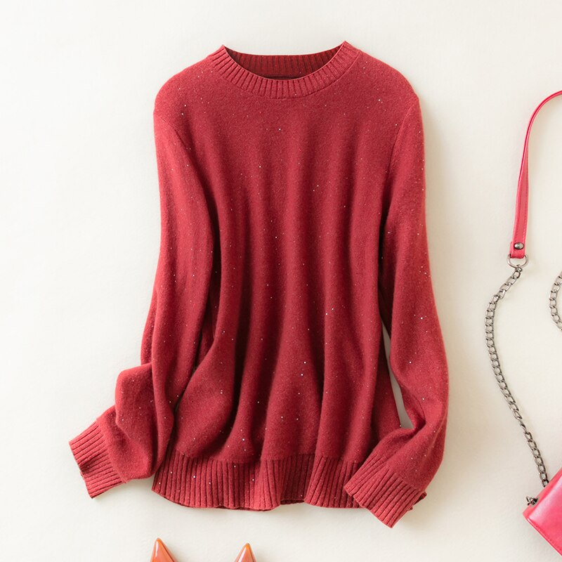 100% Merino Wool Women Sweater O-neck Winter Wool Knit Sweater Autumn Soft Cashmere Sweaters Pullover Knitwear Jumpers